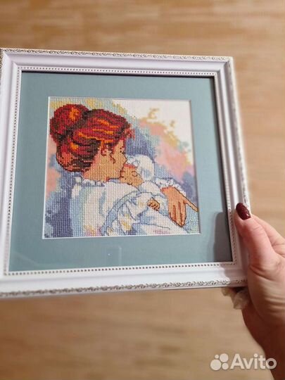 Картина вышивка крестом, подарок на рождение ребён