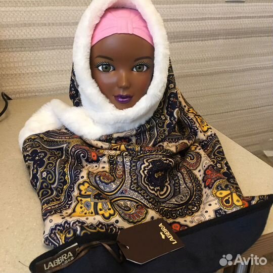 Снуд Labbra с белым мехом на флисе зима