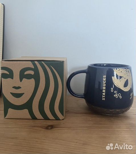 Кружка чашка Starbucks синяя глянцевая новая