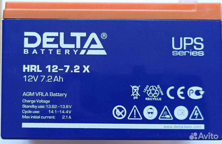 Аккумуляторная батарея для ибп Delta HRL 12-7.2 X