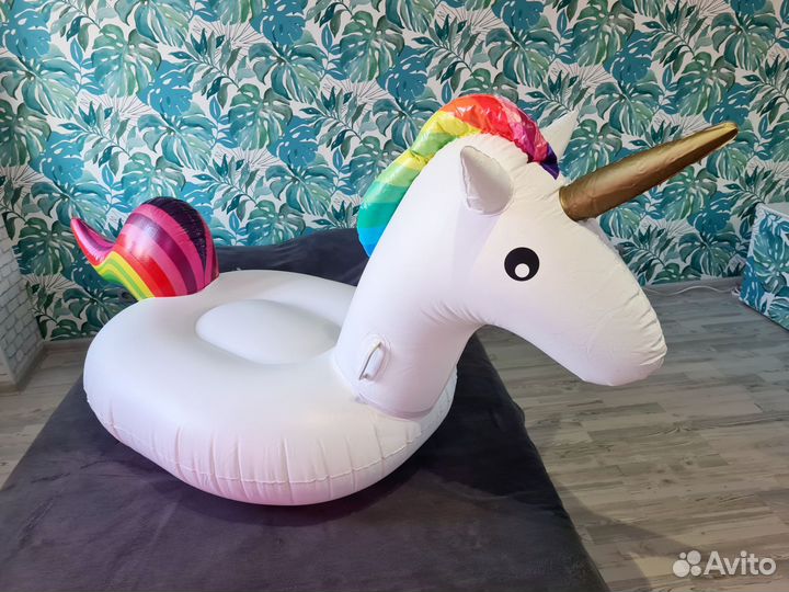 Большой надувной матрас плот Единорог 200х100х90см