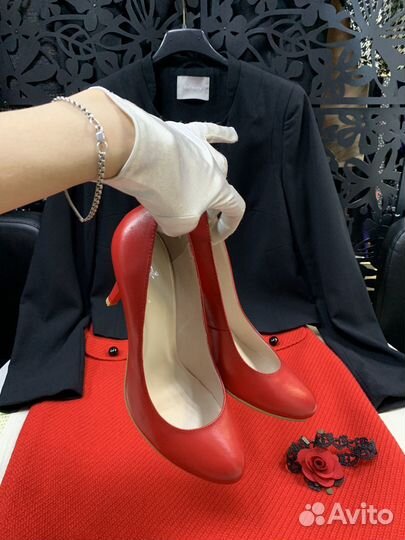 Добавь красной помады: туфли Red кожа 39/Юбка 44