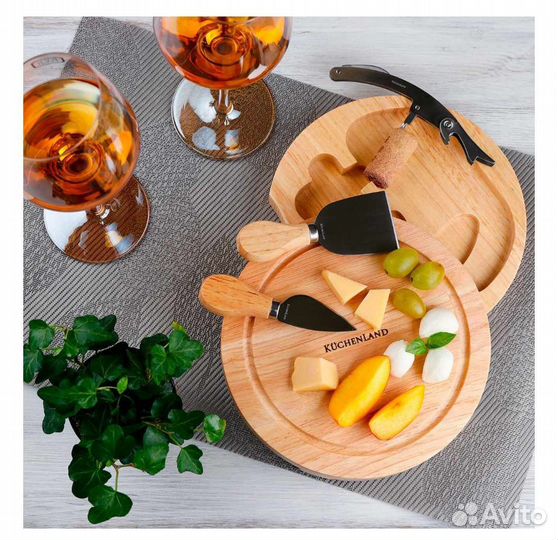 Набор для сыра, 4 пр., сталь/дерево