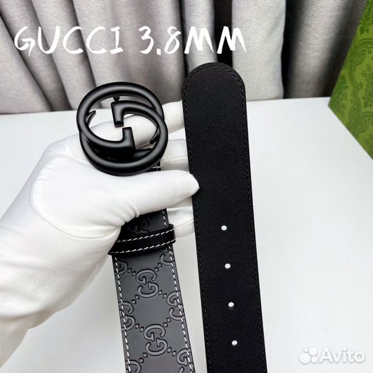 Ремень Gucci черный мужской (Премиум качество)