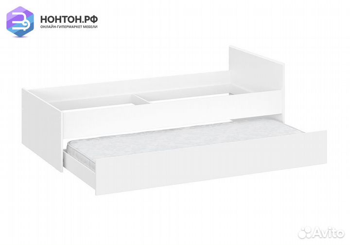 Кровать детская Грейс с выкатным местом белая текс