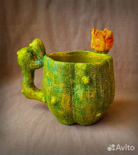 Кружка - Кактус, ручная работа