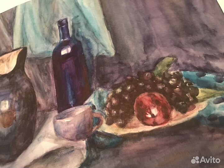 Акварельная живопись на бумаге, натюрморт 40/50