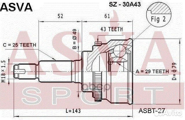 ШРУС наружный 29x49x25 SZ30A43 asva