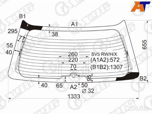 Стекло заднее honda accord