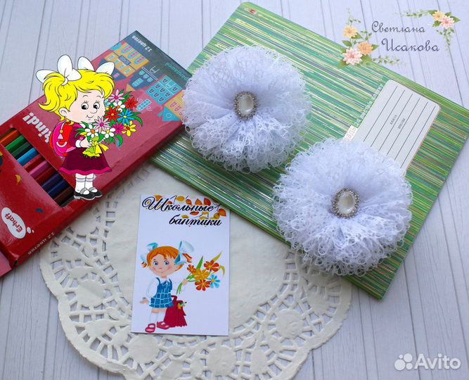 Банты для волос белые