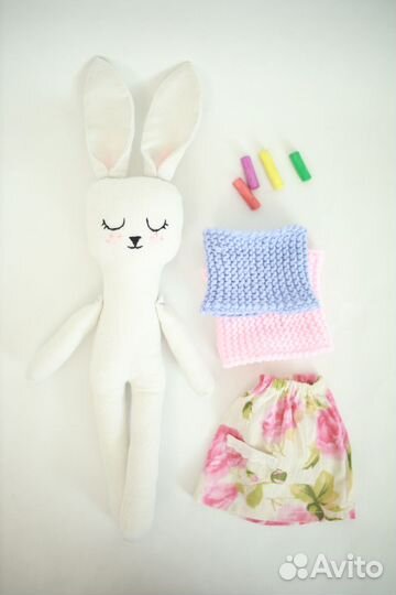 Зайка амигуруми кукла Лён ручная работа