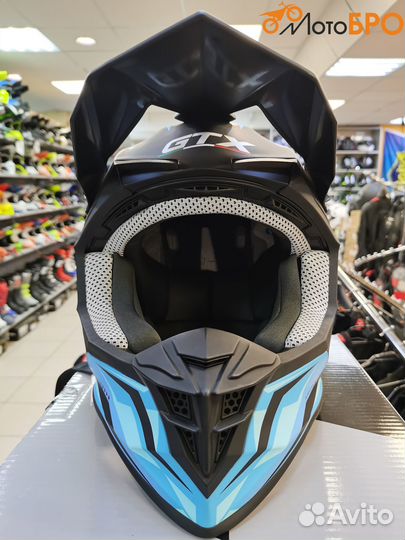 Шлем мото кроссовый GTX 633 black/blue