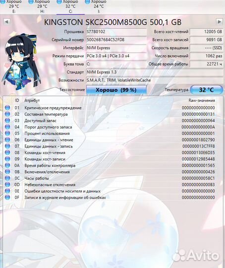 SSD Kingston kc2500 500 gb