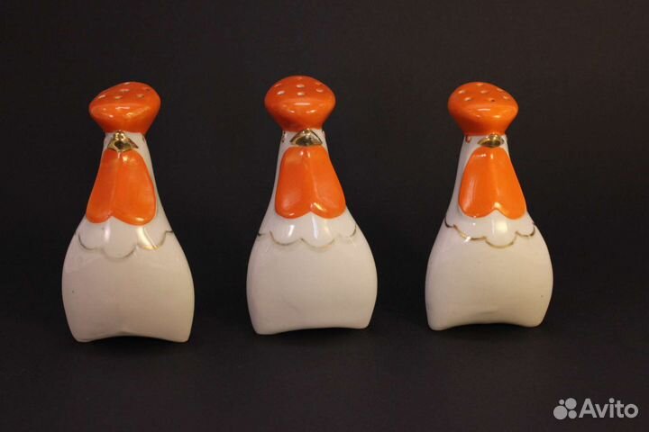 Фарфоровые солонки петушок,петух. Зхк.Каталог.Ссср