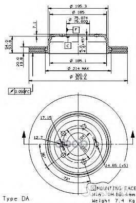 Диск тормозной UV Coated зад 09942511 Brembo