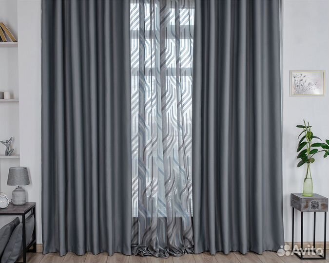 Портьеры блэкаут Амадео Серый шторы