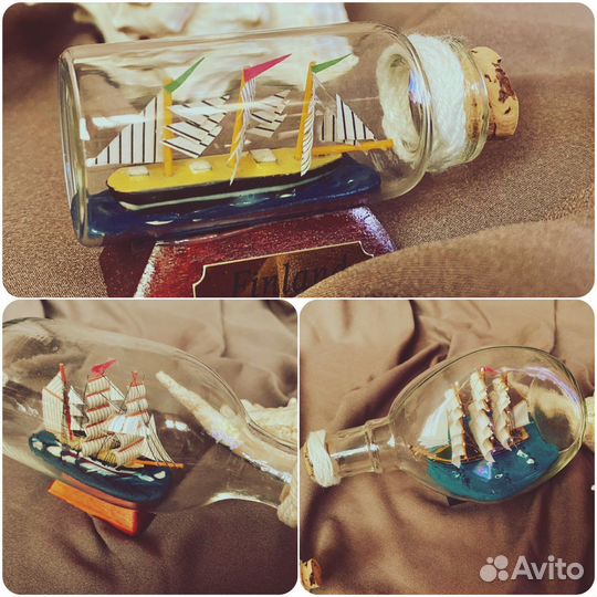 Сувенирные корабли в бутылке Mayflower 4 штуки
