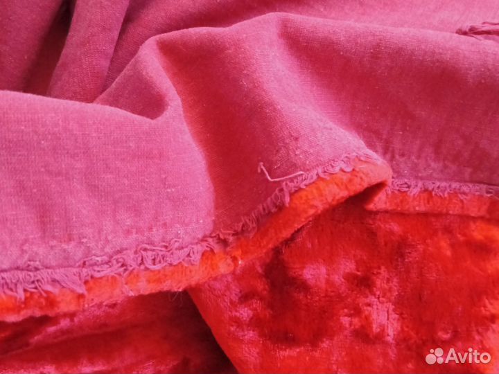 Ткань винтаж красный бархат/плюш СССР