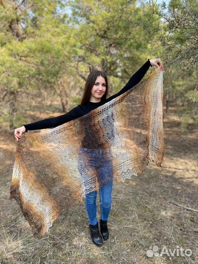 Палантин Ажурный пуховый из козьего пуха Подарок