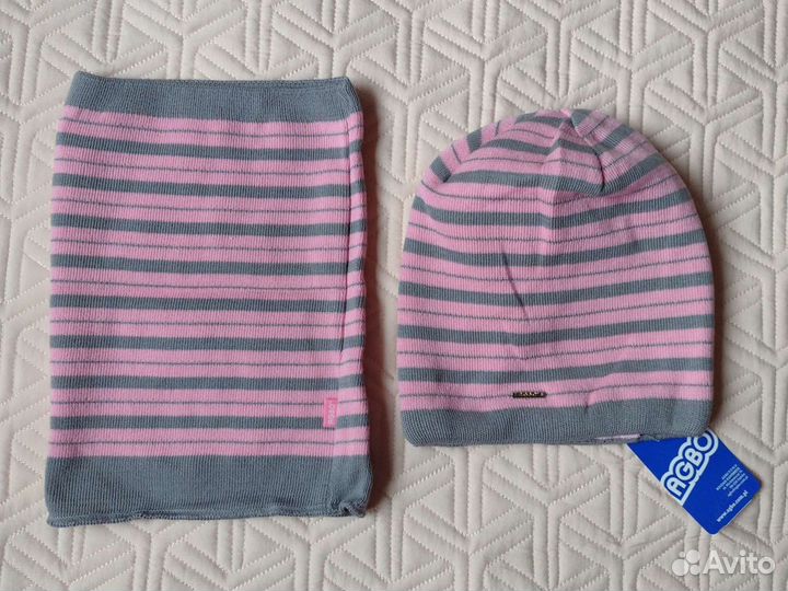 Новая демисезон шапка снуд 50-52 Agbo розовая дево