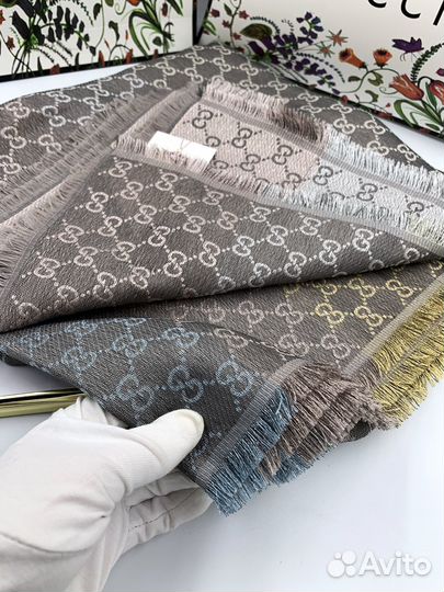 Шаль палантин шарф Gucci цветной с люрексом (403)