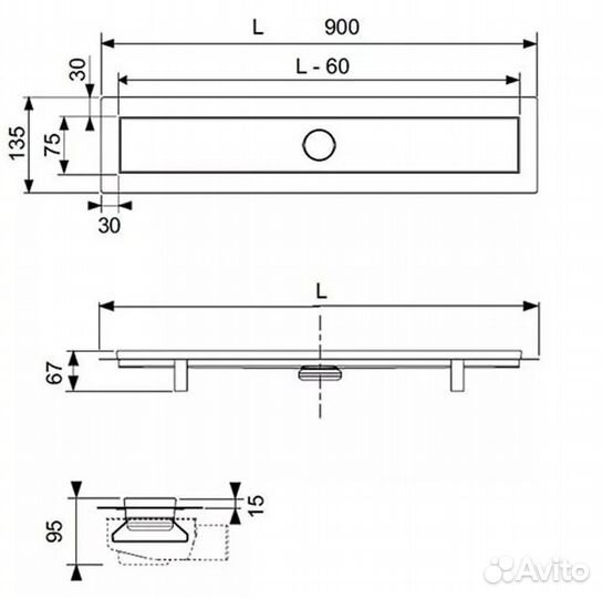 Душевой лоток tece под плитку 90 см