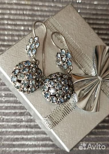 Винтажные серебряные серьги из СССР, 875 проба