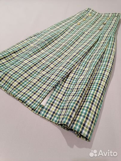 Длинная юбка в складку клетку Англия винтаж