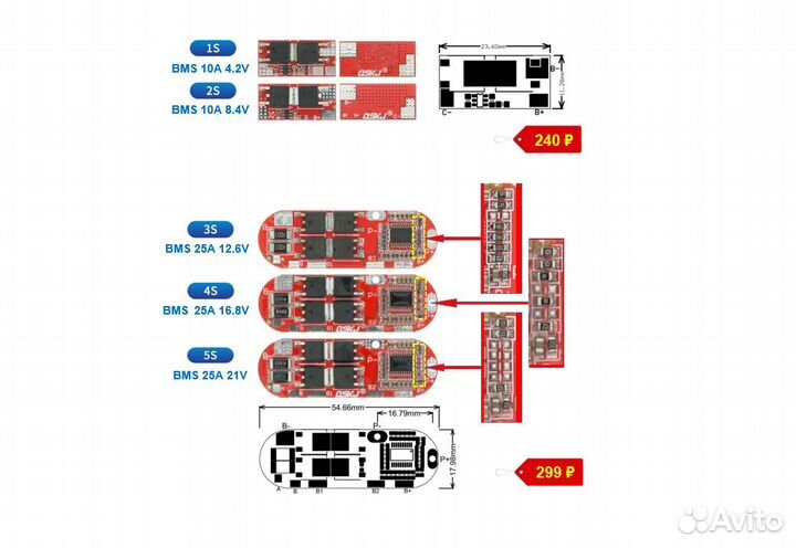 BMS 2S BMS 3S BMS 4S BMS 5S BMS 6S BMS 7S Li-Ion