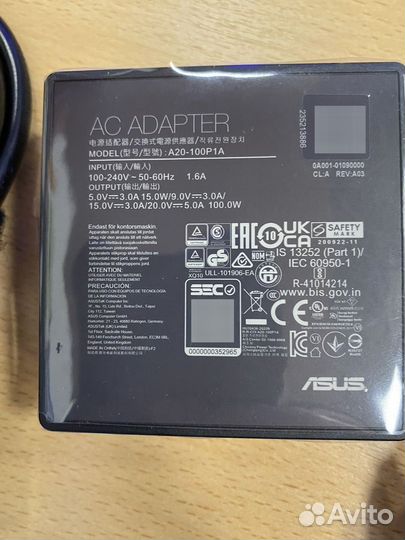 Блок питания для ноутбука Asus A20-100P1A 100W