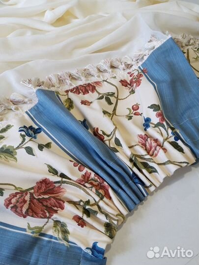 Тюль готовый с отделкой другой тканью