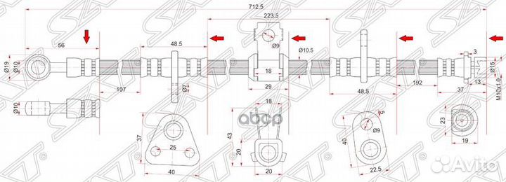 Шланг тормозной honda accord/ascot -93 перед.прав