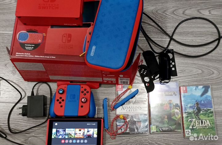 Nintendo switch mario + 3 картриджа