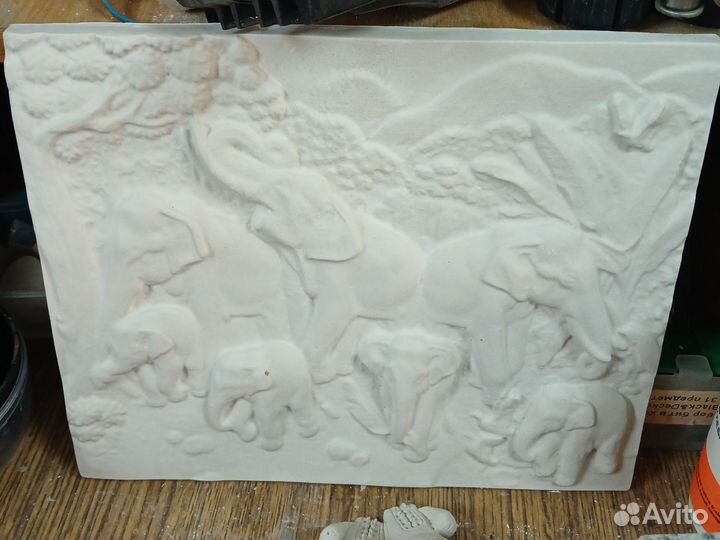 Панно из гипса 7 слонов