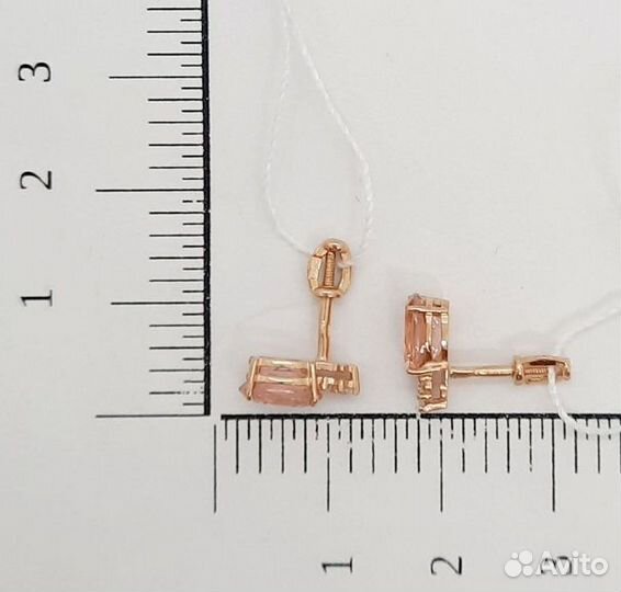 Золотые серьги с фианитом