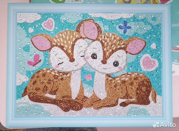 Картина стразами Оленята