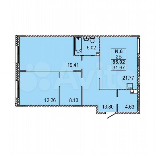 2-к. квартира, 85 м², 1/5 эт.