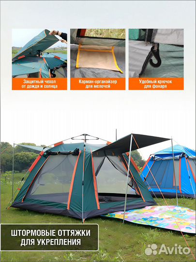 Палатка туристическая 4 местная новая