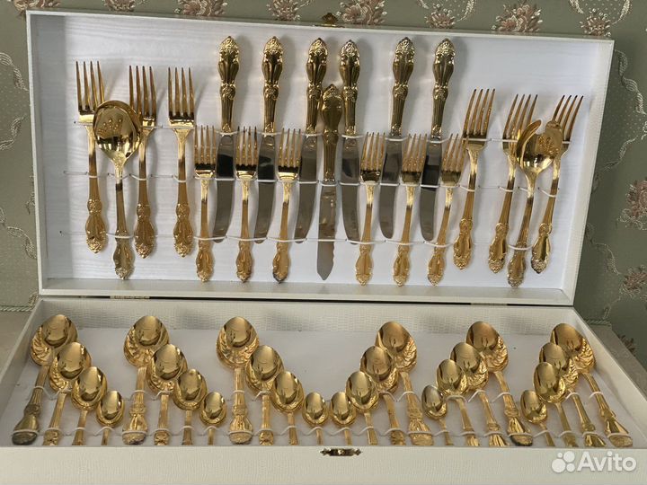 Столовый набор мельхиор Золотая Роза Кольчугино