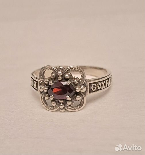 Серебряное кольцо с гранатом, винтаж