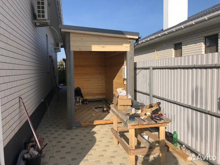 Баня с хозяйственным блоком из минибруса