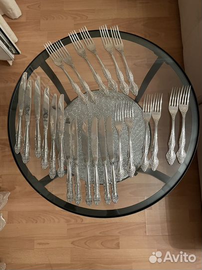 Чайные ложечки мельхиор, вилки и ножи