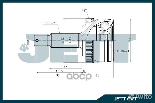 ШРУС внешний jett V42-7067 ABS V42-7067 ABS jett