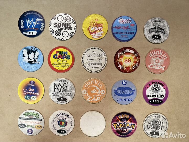 Caps, кэпсы, фишки, сотки (набор 6)