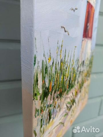 Картина маслом маяк пейзаж с травой и маяком объявление продам