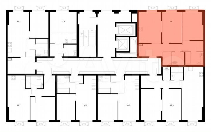 2-к. квартира, 58,1 м², 14/16 эт.