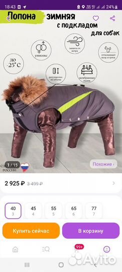 Зимняя попона для собак