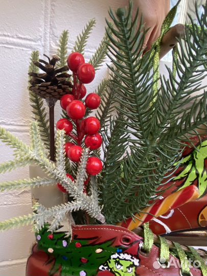 Новогоднее украшение коньки кожа