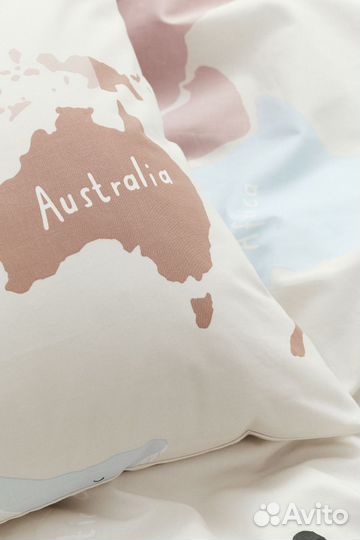 Постельное белье H&M home карта мира