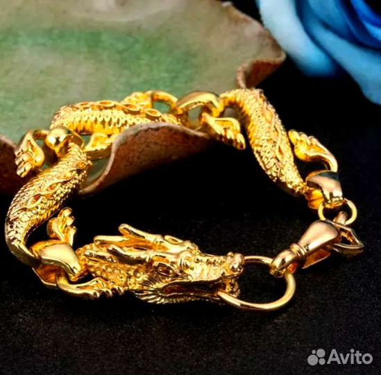 Комплект: Кольцо и Браслет Дракон, Золотого Цвета